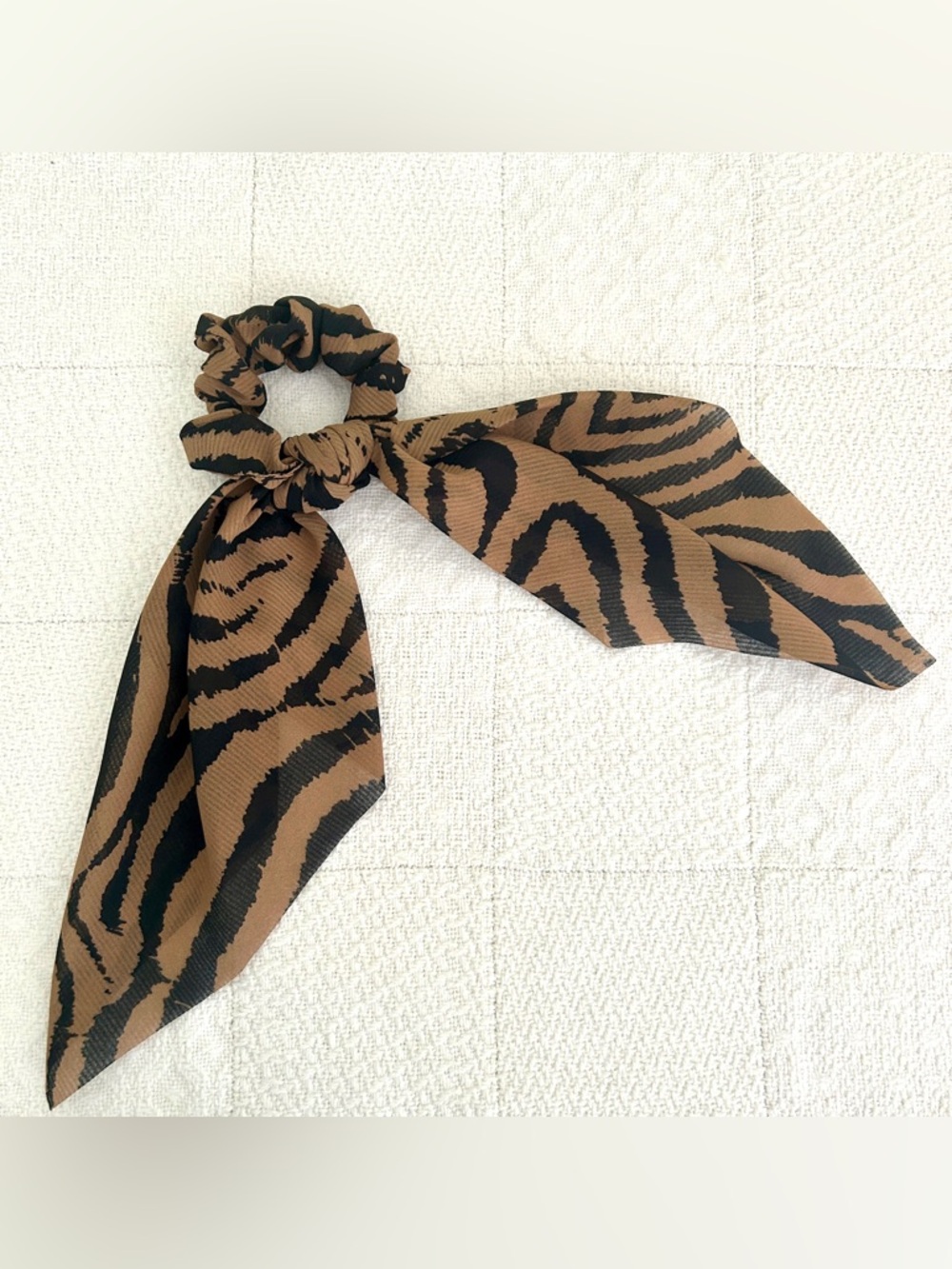 Animal Print Hair Scrunchie with Scarf Bow